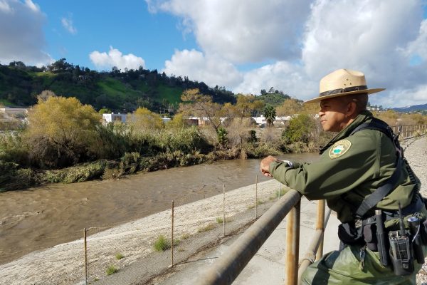 Ranger observing Los Angeles River Recreation Zone