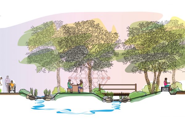 Illustration of concept for renovation, Elysian Valley Gateway Park.